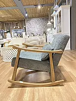 Taal Wooden Rocking Chair in Grey Bucle