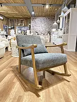 Taal Wooden Rocking Chair in Grey Bucle