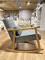 Taal Wooden Rocking Chair in Grey Bucle