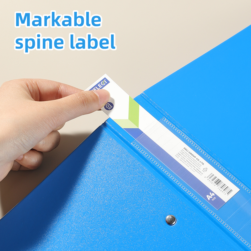 DELI UF301 2D RING BINDER 1" PVC WITH SPINE LABEL BLUE