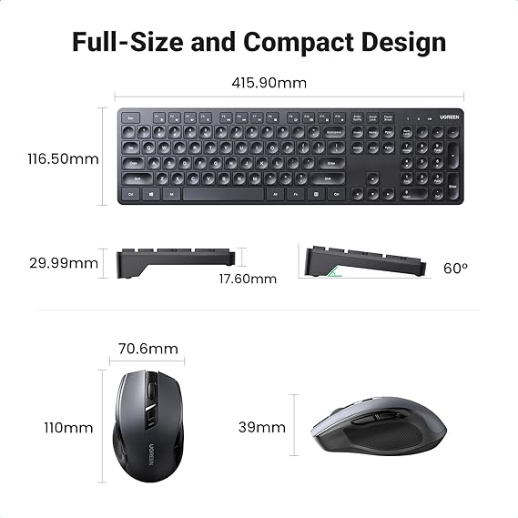 UGREEN Ultra Slim Wireless & Bluetooth Rechargeable Keyboard
