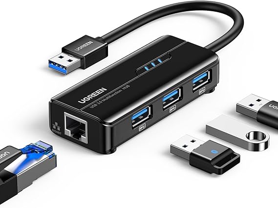 UGREEN USB-A 3.0 Hub (3 USB 3.0) with Gigabit Ethernet Adapter