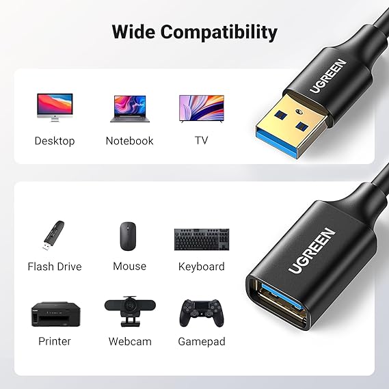 UGREEN USB 3.0 A Male To  Female Extension Cable 3M Black