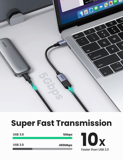 UGREEN USB-C to USB 3.0 A Adapter Cable with Lanyard (Space Gray)