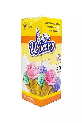UNICONO CONO DE GALLETA PARA HELADO 40 PZAS