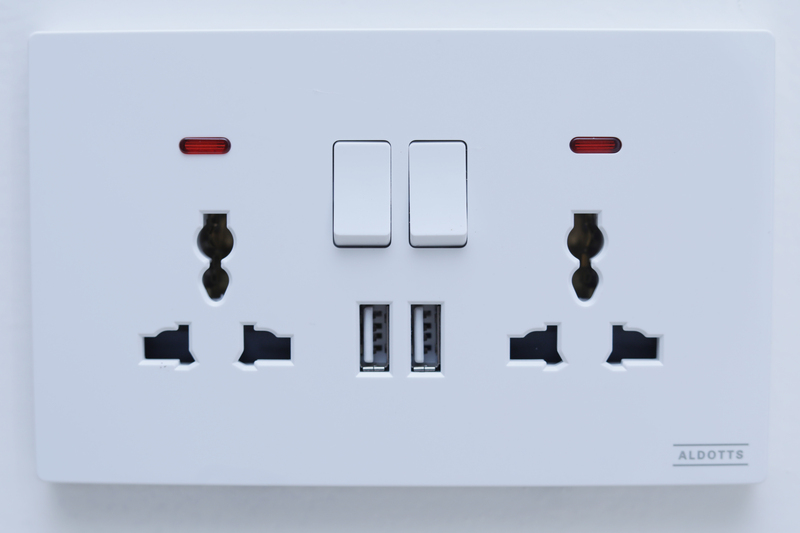 Double Universal Switch Socket With Neon Double USB Outlet - White