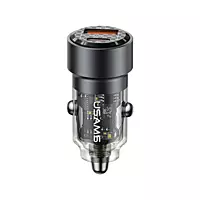 USAMS C39 CAR CHARGER USB-A, USB-C 60W BLACK