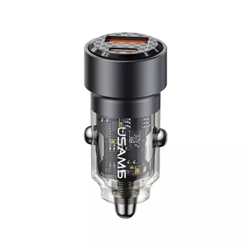 USAMS C39 CAR CHARGER USB-A, USB-C 60W BLACK