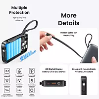 USAMS Power Bank CD228 20W Digital Display With Type-C+Lightning Cables Silver - XR Series 10000mAh