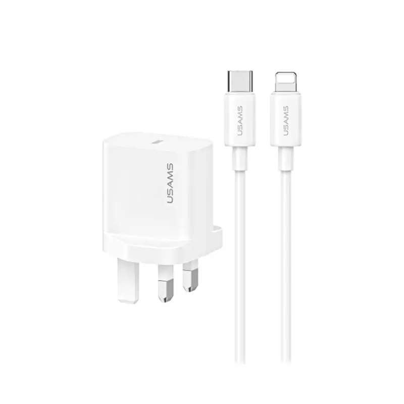 USAMS Fast Charger Kit CC227 PD20W Fast Charger +SJ712 30W Type-C To Lightning