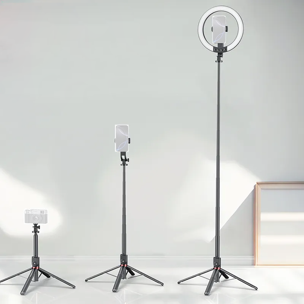 USAMS Livestream Stand with Fill Light – ZB323 10-inch Live Stream Stand With Fill Light 1200mAh Length: 2.3m Black