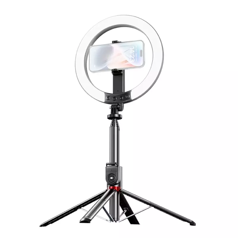 USAMS Livestream Stand with Fill Light – ZB323 10-inch Live Stream Stand With Fill Light 1200mAh Length: 2.3m Black