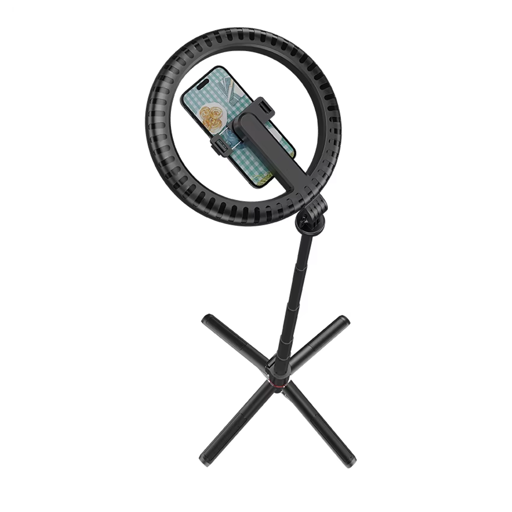 USAMS Livestream Stand with Fill Light – ZB323 10-inch Live Stream Stand With Fill Light 1200mAh Length: 2.3m Black