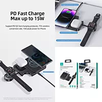 USAMS US-CD190 15W 3 IN 1 Wireless Charger For Iphone , Iwatch , Airpods CD190WXC01