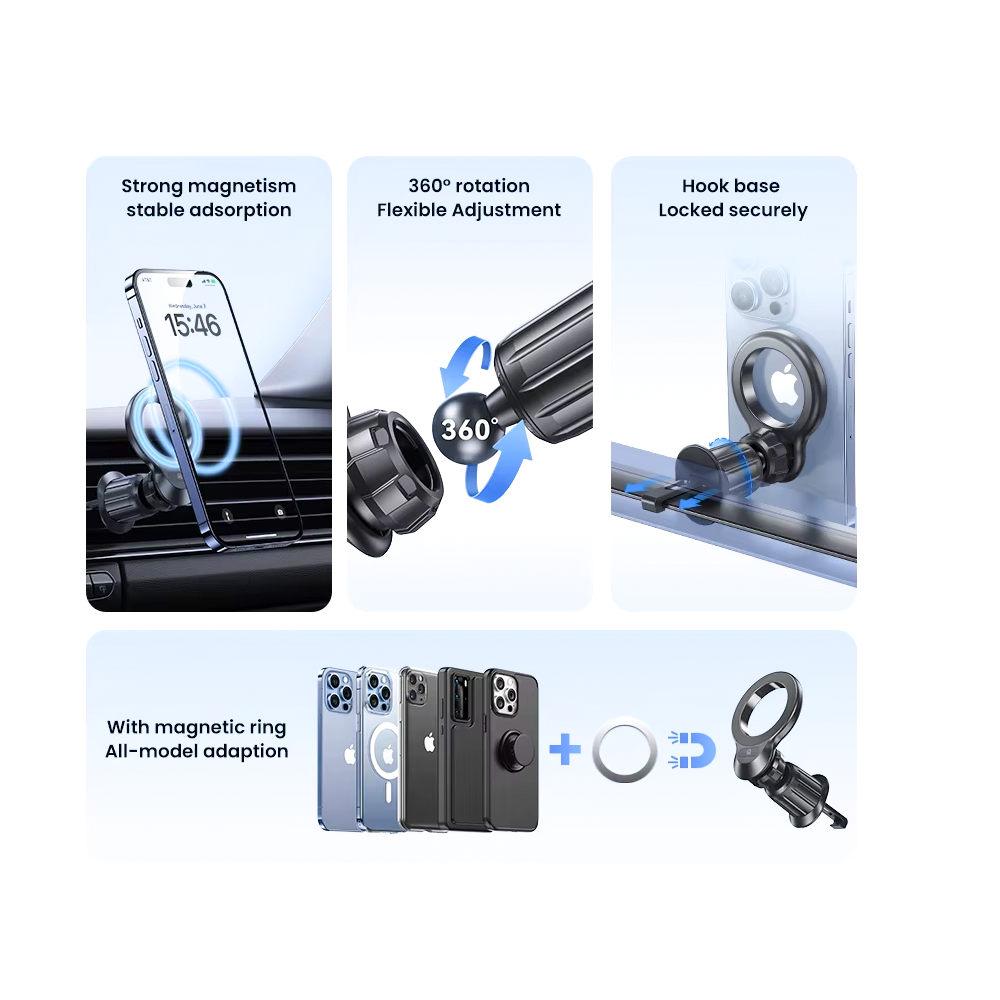 USAMS US-ZJ075 Magnetic Car Phone Holder 360-degree Rotation Air Vent Phone Mount