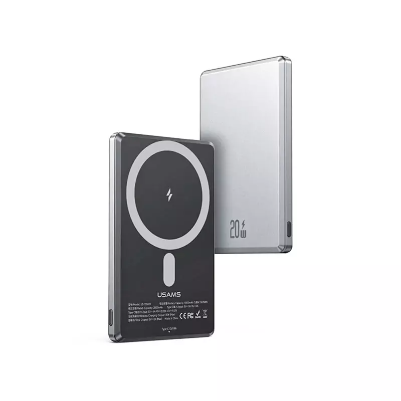 USAMS Wireless Powerbank 5000mAh 20W Fast Charge GREY & PURPLE USCD220