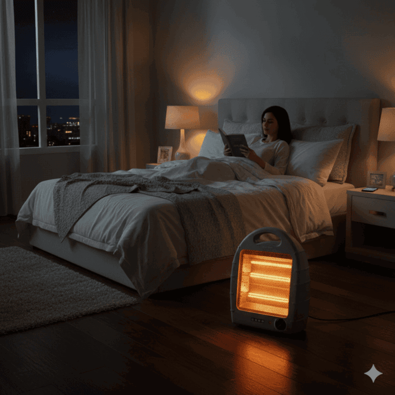 Sleek and compact USHA Halogen Heater HH 4002 designed for home use.