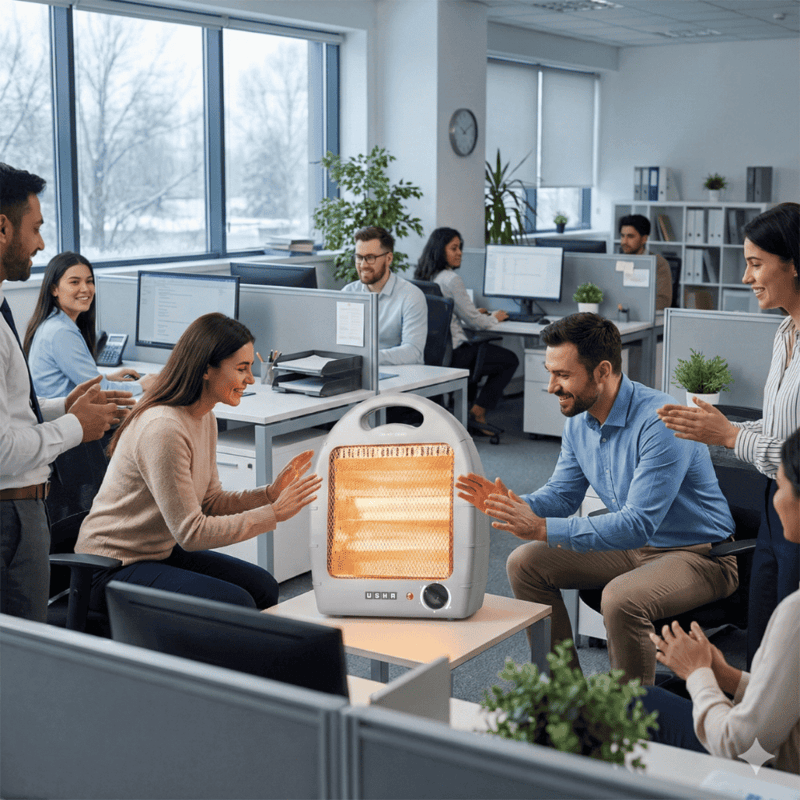 Portable USHA model 4002 electric heater with a top handle for easy carrying.