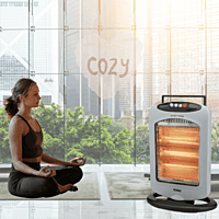 Side profile of the USHA HH 4003 room heater highlighting its slim design and oscillation feature. Side profile of the USHA HH 4003 room heater highlighting its slim design and oscillation feature.