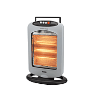 Front view of the USHA Halogen Heater HH 4003 showing three heating tubes and safety grill. Front view of the USHA Halogen Heater HH 4003 showing three heating tubes and safety grill.