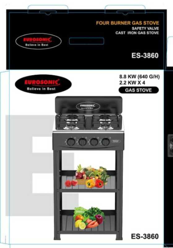 EUROSONIC 4 BUNNER STANDING GAS COOKER WITH 2 LAYERS STORAGE - AUTO IGNITION
