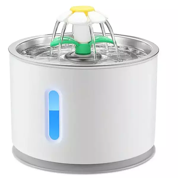 2.4L Stainless Steel Led Light Automatic Dog Cat Pet Drinking Water Feeder Dispenser Fountain