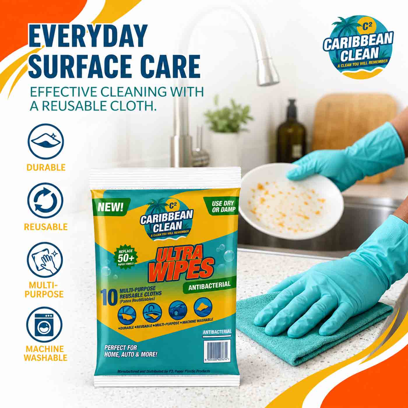 Ultra Wipes Multipurpose Cloth Caribbean Clean 30/9