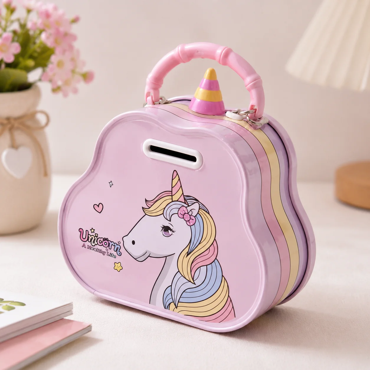 Unicorn Piggy Bank for Kids | Cute Pink Money Saving Box