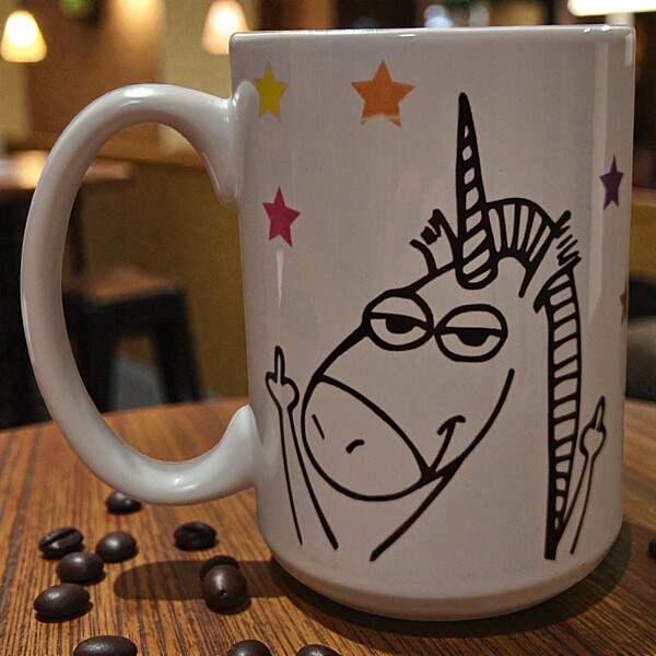 Unicorn Giving U the Middle Finger Mug