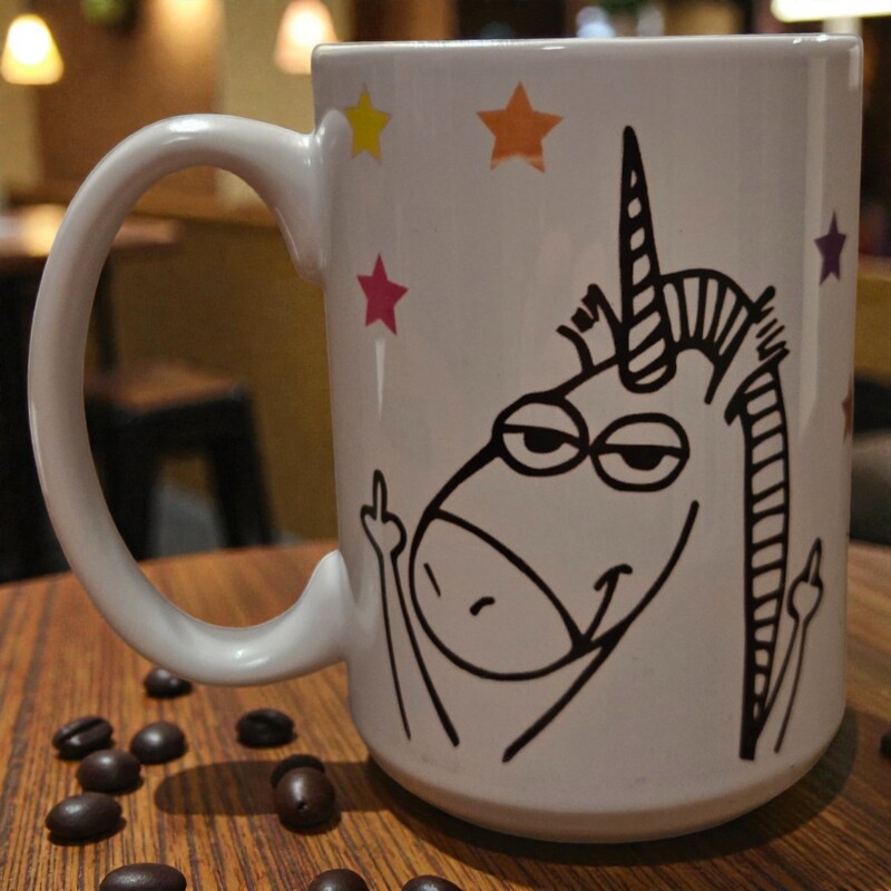 Unicorn Giving U the Middle Finger Mug