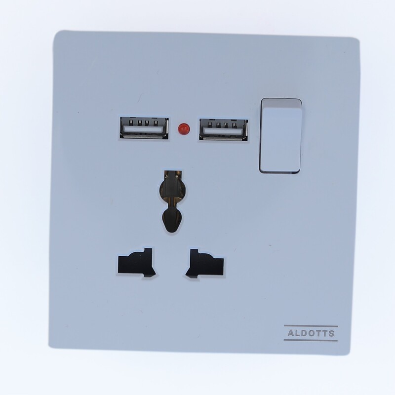 Universal Single Socket With Neon USB Outlet - White