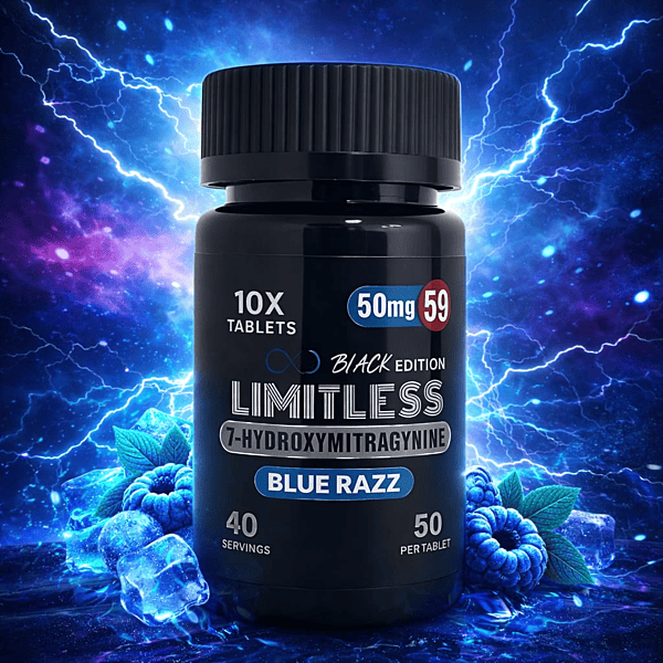 LIMITLESS | 7 HYDROXY | BLACK EDITION | 50MG PER TAB | 10CT JAR