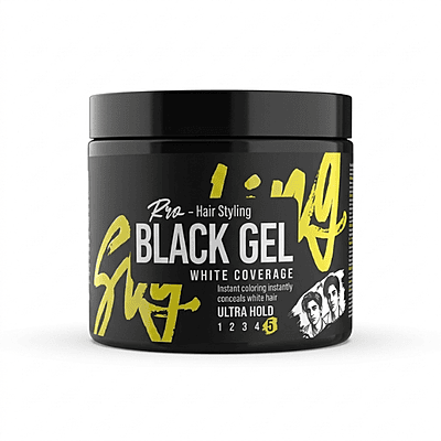 Roqvel Black Styling Gel for strong hold and temporary gray hair coverage