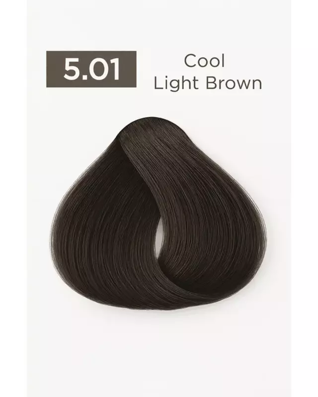 Natural cool ash hair dye shade swatch with neutral gray undertones – professional salon color