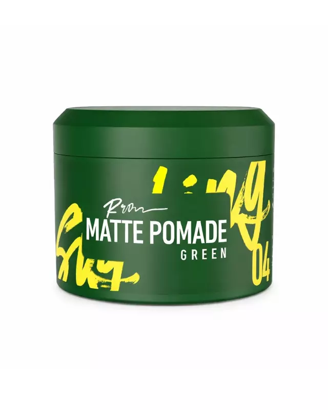 Roqvel Matte Pomade Green 04 with matte hold and floral apple scent