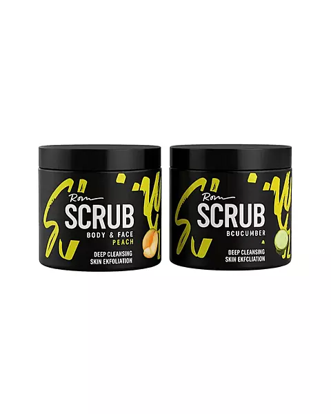 Roqvel Body & Face Scrub with peach and cucumber for gentle exfoliation