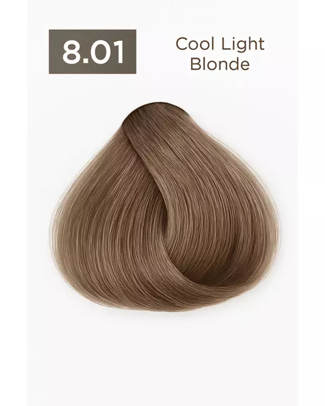 Natural cool ash hair dye shade swatch with neutral gray undertones – professional salon color