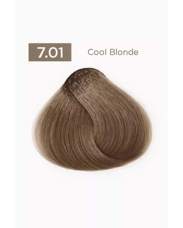 Natural cool ash hair dye shade swatch with neutral gray undertones – professional salon color