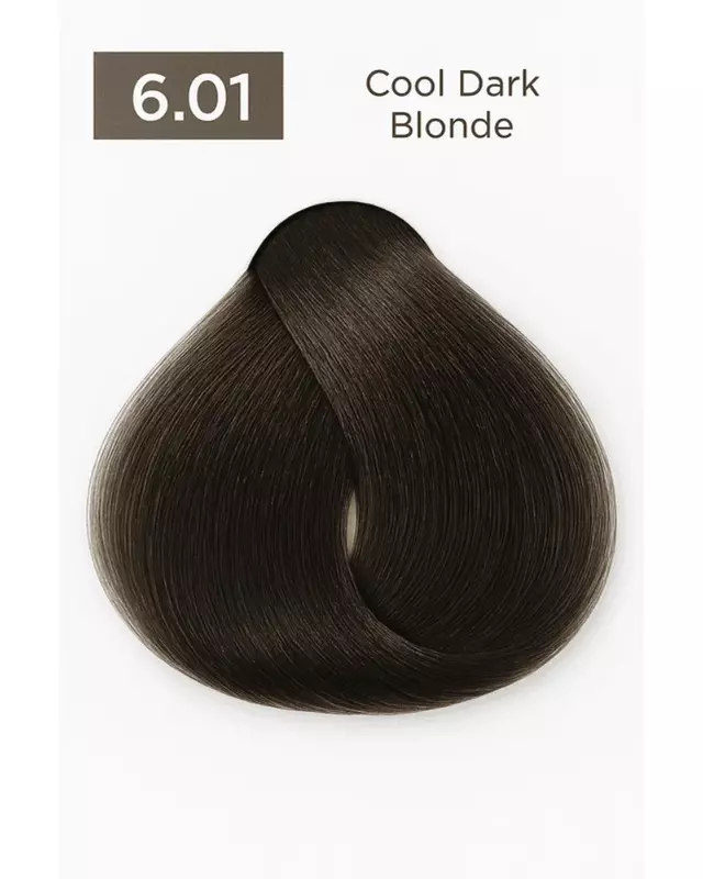 Natural cool ash hair dye shade swatch with neutral gray undertones – professional salon color