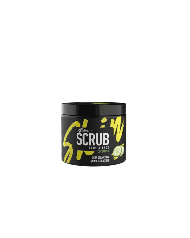 Roqvel Body & Face Scrub with peach and cucumber for gentle exfoliation