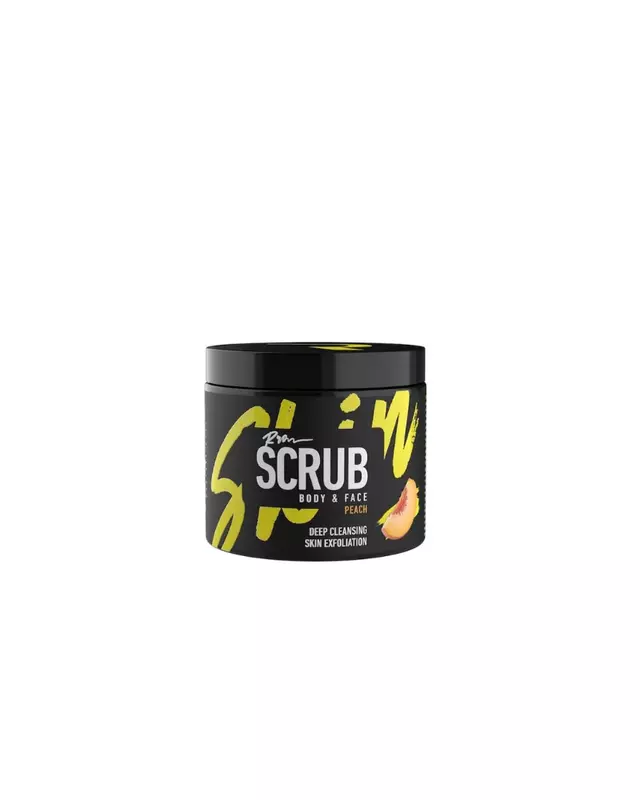 Roqvel Body & Face Scrub with peach and cucumber for gentle exfoliation