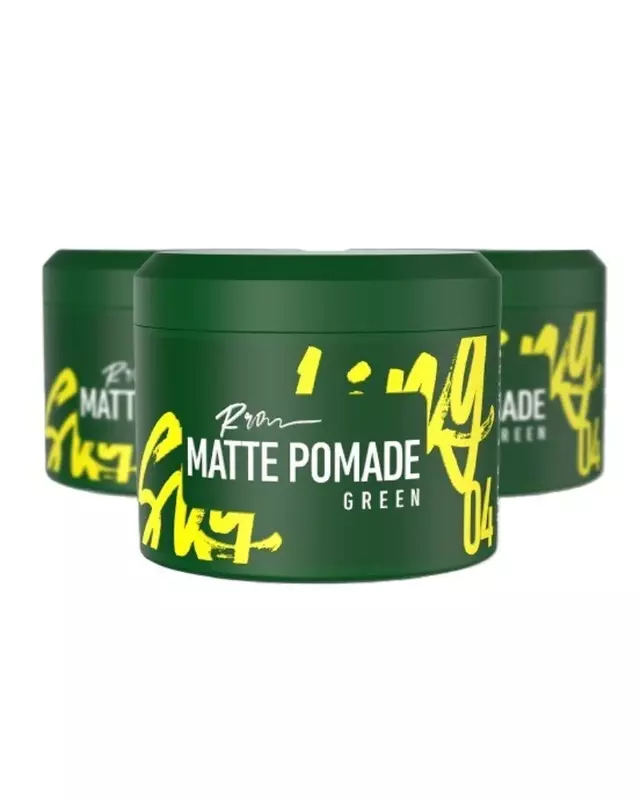 Roqvel Matte Pomade Green 04 with matte hold and floral apple scent