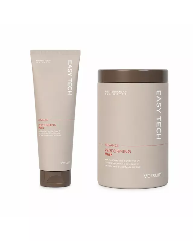 Performing Mask Versum with sunflower and aloe vera for deep hair nourishment