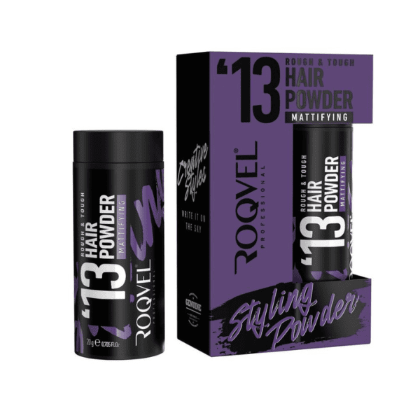 Roqvel Powder Wax 13 for matte volume, floral woods scent, and residue-free styling