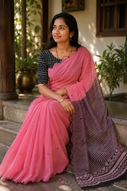 Chanderi mirror pink