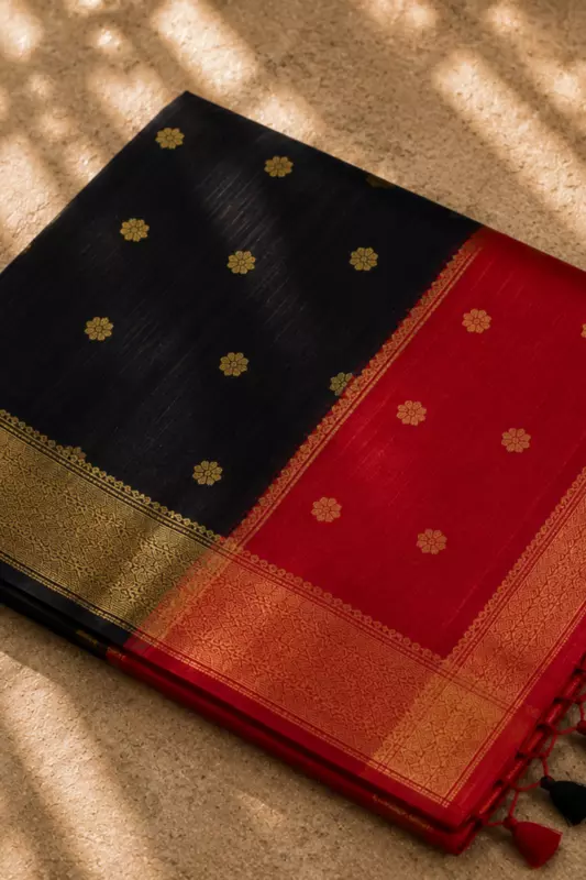 Maheswari Silk Cotton Black With Red