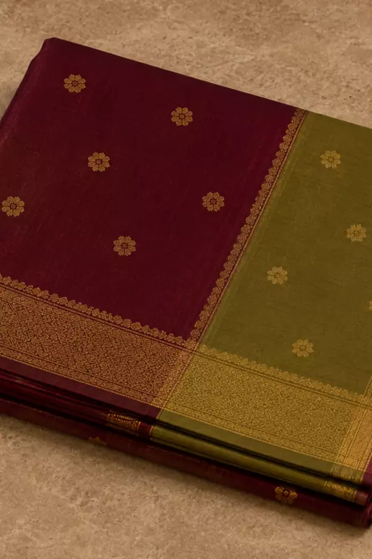 Maheswari Silk Cotton Red With Green