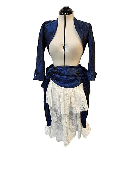 Blue Emroidered Bolero and Skirt Set