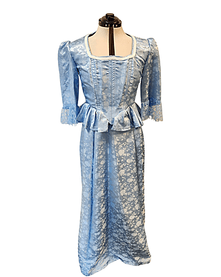Light Blue Rose Jacquard Satin Dress Set