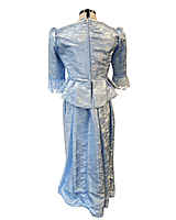 Light Blue Rose Jacquard Satin Dress Set